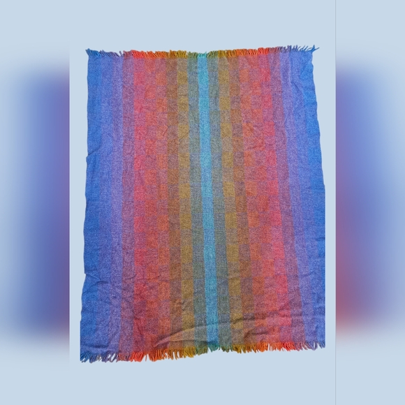 Avoca Handweavers Multicolor Gradient Wool Throw Blanket 60X48